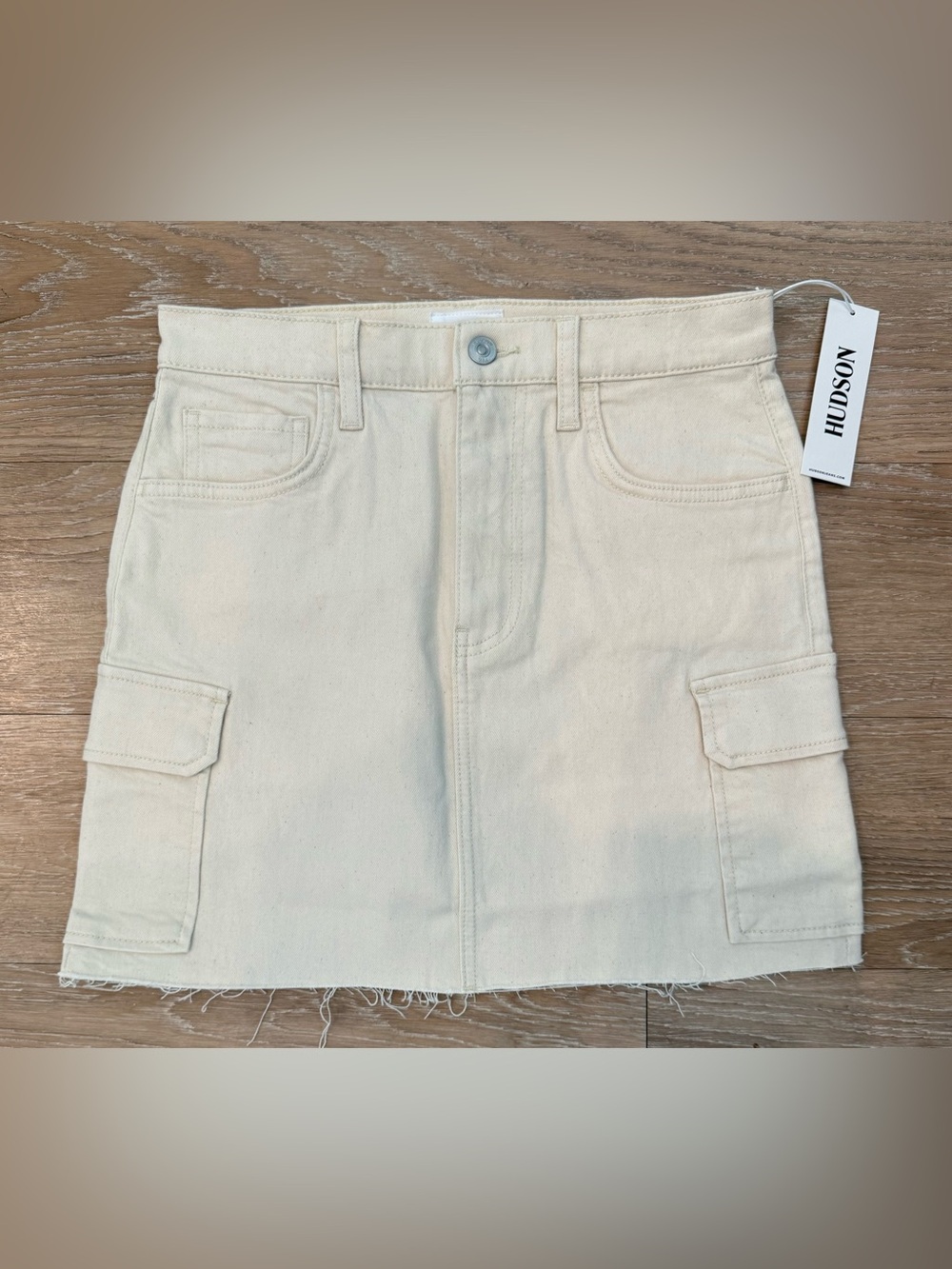 NWT Hudson Jeans Ecru Cargo Mini Skirt Size 26